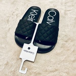 Calvin Klein - black Ayna Slide quilted Sandal